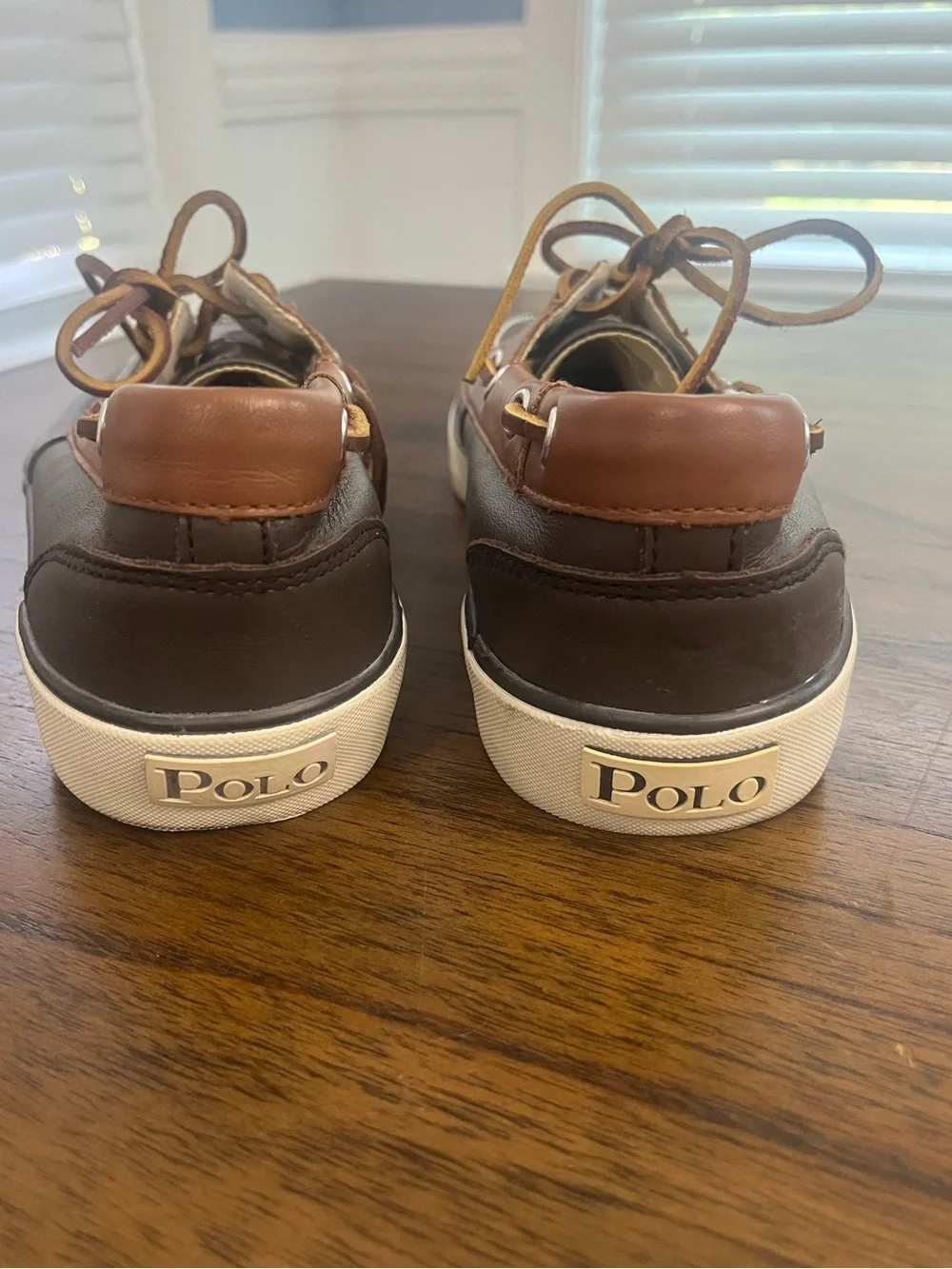 Polo Ralph Lauren Sander Two-Tone Leather Boat Shoes Brown Mens 9D